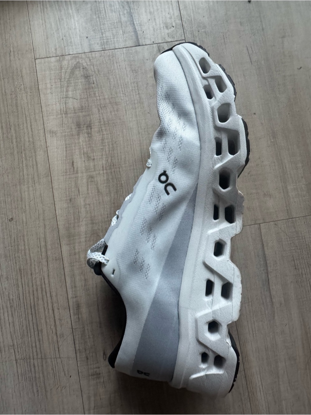 On Running Cloudmonster Mens Athletic Shoes in White/Black - Picture 4 of 6